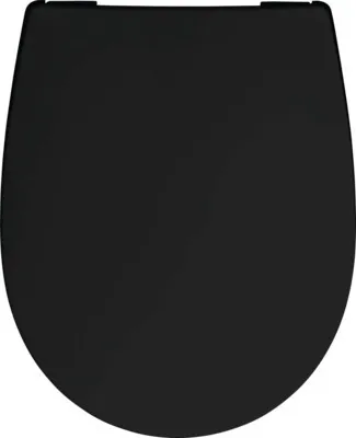 Produktbild von REIKA WC-Sitz MINO schwarz matt Scharniere Edelstahl schwarz mit Absenkautomatik und Quick&Clean universell passend