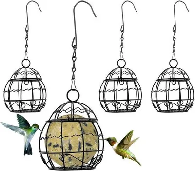Image de Mangeoire à oiseaux en métal, lot de 4