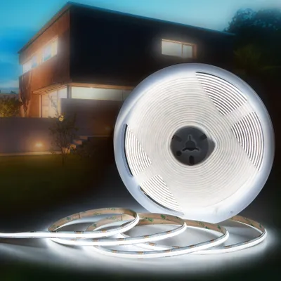 Produktbild von HEXIM COB LED Strip, 1-15 Meter LED Streifen, Auswahl: weiß / CCT / RGB, dimmbar 24V, IP20, 3000-6500K, Band 9mm breit, TV Hintergrundbeleuchtung (10 Meter kaltweiß)
