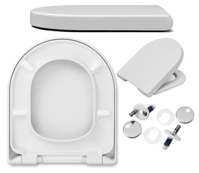 Produktbild von WC Sitz - Toilettensitz - Weiß - 42,5 Cm X 36,8 Cm - Antibakteriell - - Duroplast - Soft-close - Toilettendeckel