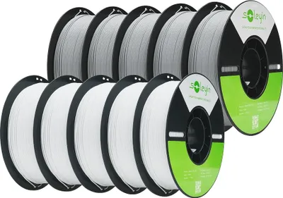Obrázek produktu pro vlákno pro 3D tiskárny, průměr 1,75 mm, ekologický materiál, 5bílých 5šedých barev