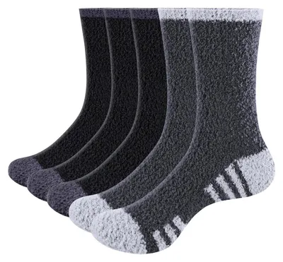 Produktbild von Kuschelsocken Herren Plüsch Bettsocken Dicke Weiche Flauschige Winter Warme Socken 5 Paar 43-46 Schwarz Grau