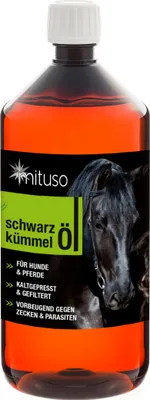 Produktbild von mituso Schwarzkümmelöl 1000ml für Hunde & Pferde, kaltgepresst