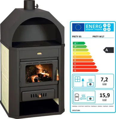 Zdjęcie produktu dla Piec kominkowy PRITY W17 z wymiennikiem wodnym Piec centralnego ogrzewania - 23,1 Kw
