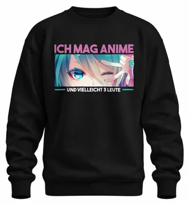 Zdjęcie produktu dla Lubię anime i może 3 osoby Kawaii Otaku Manga Fan Chibi Uni Bluza Pullover, Czarny, 3XL
