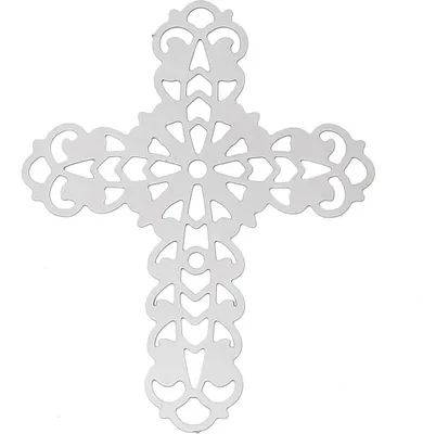 4 Edelstahl Verzierungen 40x32mm Anhänger Kreuz Ornament Scrapbooking Schmuck