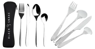 Produktbild von Black Snake Campingbesteck Edelstahl 4-teilig Reisebesteck mit Etui für Picknick