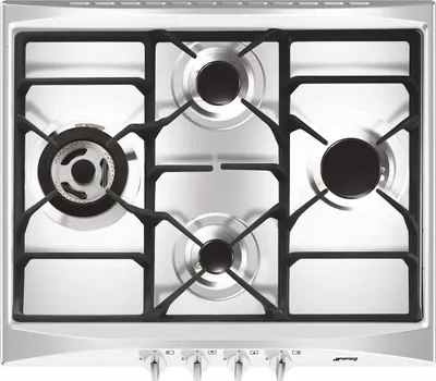 Zdjęcie produktu dla Smeg Cucina SR264XGH2, Czarny, Srebrny, Wbudowany, 60 cm, Gaz, Stal nierdzewna, 4 stref(y)
