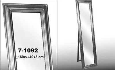 Productafbeelding van DONREGALOWEB Vrijstaande spiegel met kunststof frame, zilverkleurig, 160 x 40 x 3 cm