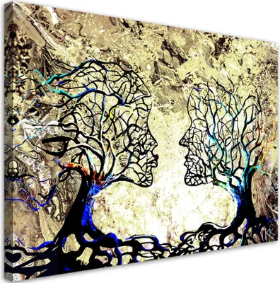 Produktbild von Leinwandbild Abstraktion eines Baumkusses Liebe 120x80 Feeby Beige bild für die wand bereit zum aufhängen