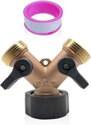 Image de Raccord double pour tuyau d'arrosage, robinet de jardin, acier inoxydable