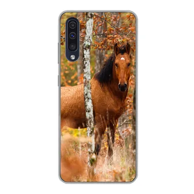 Produktbild von MuchoWow® Handyhülle Schutzhülle Hülle für Samsung Galaxy A30s Pferd - Wald - Braun Silikon Softcase Handy Hülle - Karteninhaber