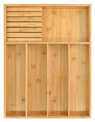 Produktbild von Besteckeinsatz für Schubladen mit Messerblock | Bambus | 32x43x4,5 cm | Naturfarbe