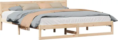 Produktbild von vidaXL Bettrahmen mit Kopfteil Natur 180 x 200 cm Massives Kiefernholz