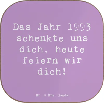 Produktbild von Mr. & Mrs. Panda Untersetzer Glas Spruch 1993 Geburtstag - Lavendeltraum - Geschenk, dich feiern, Geburtstagsgeschenk, besondere Momente, Getränkeuntersetzer, Coaster