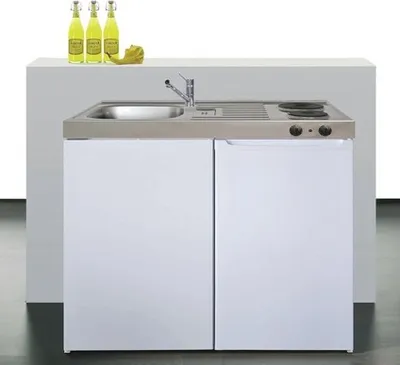 Produktbild von Stengel-Küchen Miniküche mit Geräten Easyline 100 cm weiß glänzend vormontiert Variante links 1410000002300