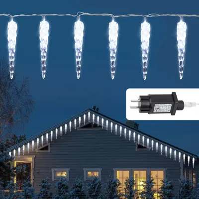 Produktbild von Peviasot 40 LED Lichtervorhang Eiszapfen Lichterkette 8 Lichtmodi für Innen Weihnachten Fenster Deko, Kaltweiß