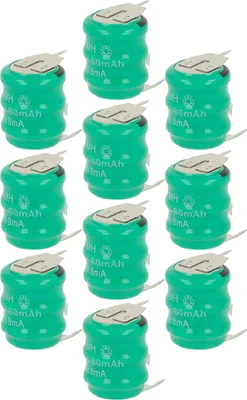 Produktbild von vhbw 10x NiMH Ersatz Knopfzellen-Akku Typ V80H 3-Pins 80mAh 3,6V kompatibel mit Modellbau-Akkus, Solar-Leuchten uvm.