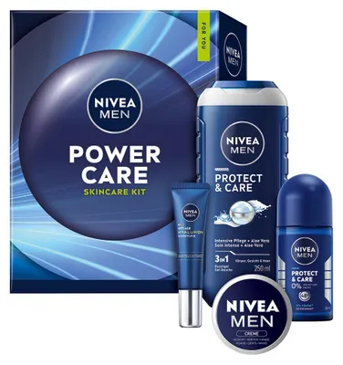 Produktbild von NIVEA MEN Power Care Geschenkset 4-teilig Duschgel Deo Creme Augenpflege