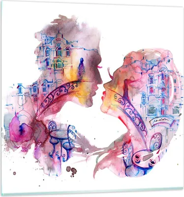 Produktbild von Bilder auf glas - Paar Liebe Frau urban - 60x60cm - Glasbilder - Wandbilder - Kunstdruck - zum Aufhängen bereit - Wanddekoration aus Glas - Glas Bilder - Wandbild auf Glas - Einteilig - GAC60x60-3132