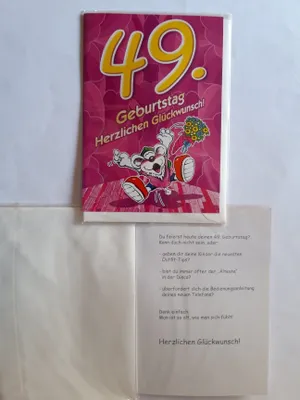 Produktbild von 1 Glückwunschkarte, 49. Geburtstag, Doppelkarte m. Umschlag, Bär Blumenstrauß