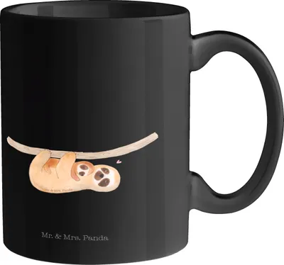 Produktbild von Mr. & Mrs. Panda Kaffeetasse Faultier Kind - Schwarz - Geschenk, Geburt, Liebe, Becher, Baby, Tasse, Kaffeebecher, Mutter, Pott, Mom-life, keramik