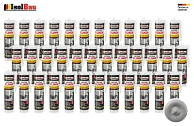 Isolbau Neutralsilikon 36 x 300 ml Grau Natursteinsilikon Dichtstoff Fugen