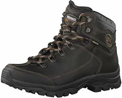 A single brown hiking boot is shown against a white background.