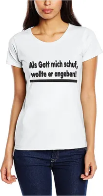 Produktbild von Touchlines Damen T-Shirt , Als Gott mich schuf Weiss, XS