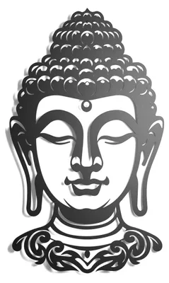 Wandskulptur Buddha-Kopf, Metall, 43x31 cm, schwebend