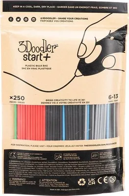 Produktbild von 3Doodler Primary Pow Mixed Bag 250 Kompostierbarer Kunststoff Blau Grün Grau Rot 1 g