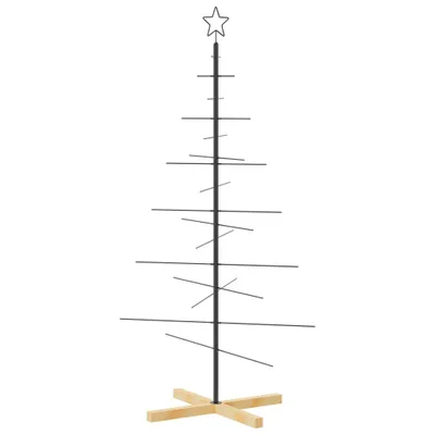 Image de Sapin de Noël en métal avec support en bois noir 150 cm