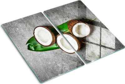 Produktbild von Tulup Glas-Herdabdeckplatte - 2x30x52cm - Glaskeramikkochfeld-Abdeckung Spritzschutz Zweiteilig Kokoshälfte