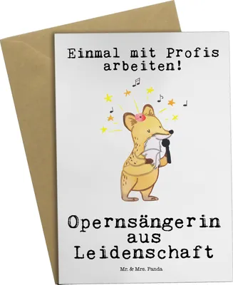 Produktbild von Mr. & Mrs. Panda Motivkarte Opernsängerin Leidenschaft - Weiß - Geschenk, osterkarten, osterkarte, weihnachtskarten, einladungskarten, hochzeitskarten, Grußkarte