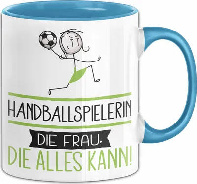 Produktbild von Handballspielerin Geschenk Tasse Becher Die Frau Die Allen Kann Geschenkidee für eine Handballspielerin Lustig (Blau)
