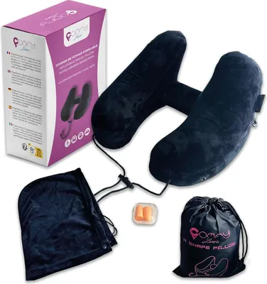 Obrázok produktu pre Pohodlný nafukovací cestovný vankúš – Ergonomická opierka krku do lietadla, auta alebo vlaku – Kompaktný a ľahký – Ideálny na spanie počas cestovania