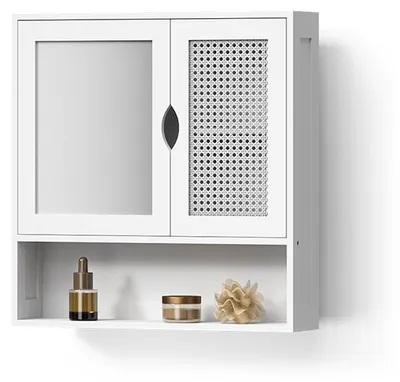 Immagine prodotto di Specchio contenitore bagno Livinity Mincio Bianco 56 x 58 cm con 2 porte, Model 62552