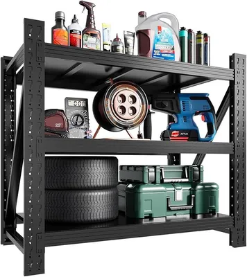 Produktbild von Schwerlastregal Metallregal Steckregal Lagerregal Werkstattregal Kellerregal Garagenregal Küchenregal Standregal Stahlregal 3-Ebenen Fachlast 265kg verstellbare Ablagen 80x86.3x47cm (HxBxT)