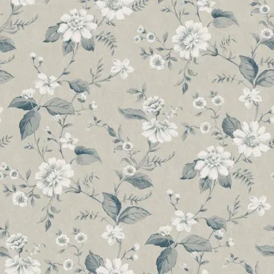 Obrázek produktu pro Borastapeter Tapeta květiny šedomodrobéžová - 660233 - 53 cm x 10,05 m