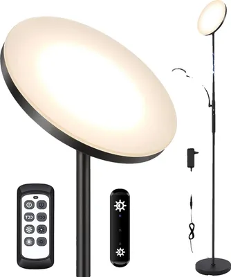 Image de Lampadaire, hauteur 175 cm, éclairage principal 27 W, lampe de lecture 7 W, intensité réglable en continu de 10 % à 100 %, température de couleur 3000 K-6000 K