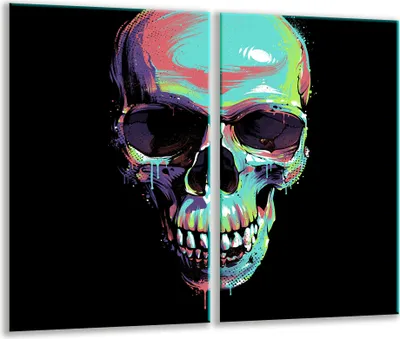 Produktbild von Herdabdeckplatten 2 teilig 30x52 Glaskeramikfeld Abdeckung Glas Schädel