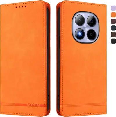 Produktbild von Hülle für Xiaomi Redmi Note 15 Pro 5G, Retro Kunstleder Ständer Klapphülle mit Kartenfächer und Magnetische Orange