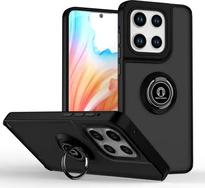 Immagine prodotto di Custodia per Motorola Moto G Stylus 5G 2025 traslucida opaca in TPU con supporto ad anello e supporto Nero