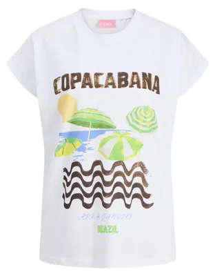 Productafbeelding van JJXX Damen T-shirt met print, model Jxastrid Sl Boxy, kleur: helder wit, maat: Small