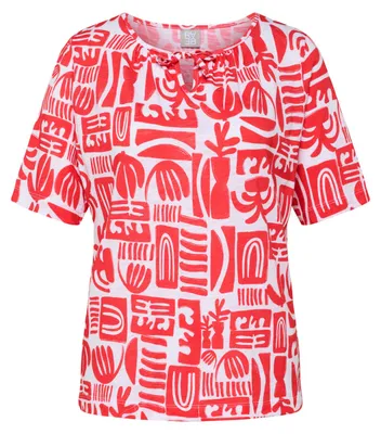 Produktbild von Rabe T-Shirt mit grafischem Allover-Print, Rundhalsausschnitt, Kurzarm, Koralle, Größe 52