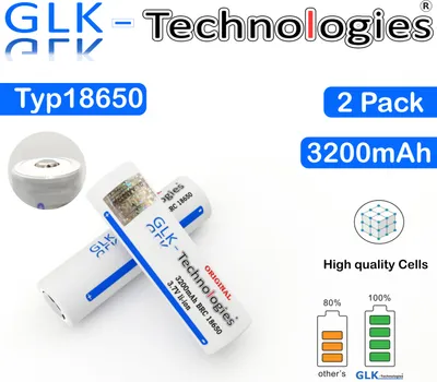 Produktbild von Glk-Technologies Li-Ion Akku 18650 VTC6 Akku 3.7V 3200mAh Taschenlampe Button Akku