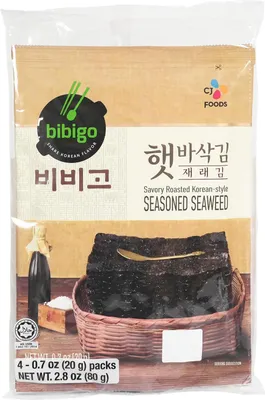 Produktbild von CJ Bibigo Knusprig gerösteter Seetang mit Sesamöl 80g (20gx4)
