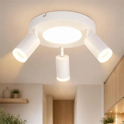 Produktbild von ZMH Deckenleuchte Led Deckenspot 3 Flammig GU10 - Schlafzimmerlampe 3000k Weiß Küchenlampe 20W Deckenstrahler Schwenkbar Flurlampe Metall