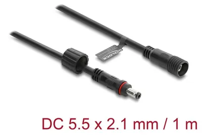 Productafbeelding van DELOCK verlengkabel, 5,5 x 2,1 mm stekker > connector, 1 meter, flexibel.