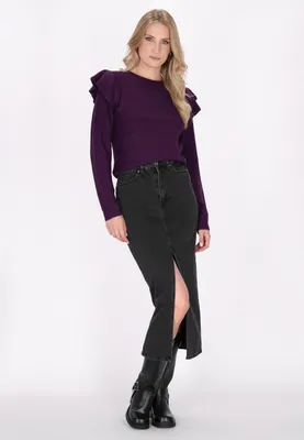 Image de Pull pour femme SAPORTA - couleur violette, taille M/L